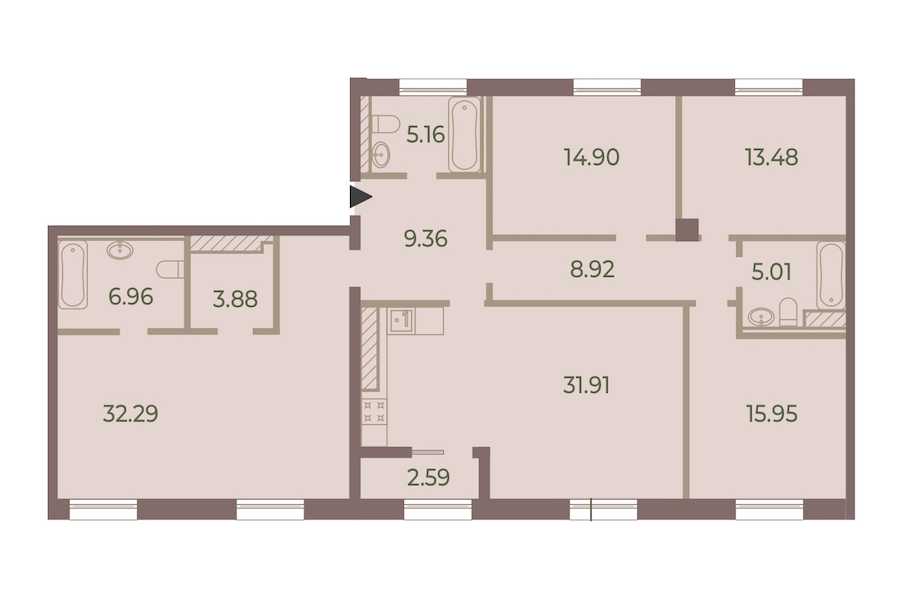Четырехкомнатная квартира в : площадь 149.12 м2 , этаж: 9 – купить в Санкт-Петербурге